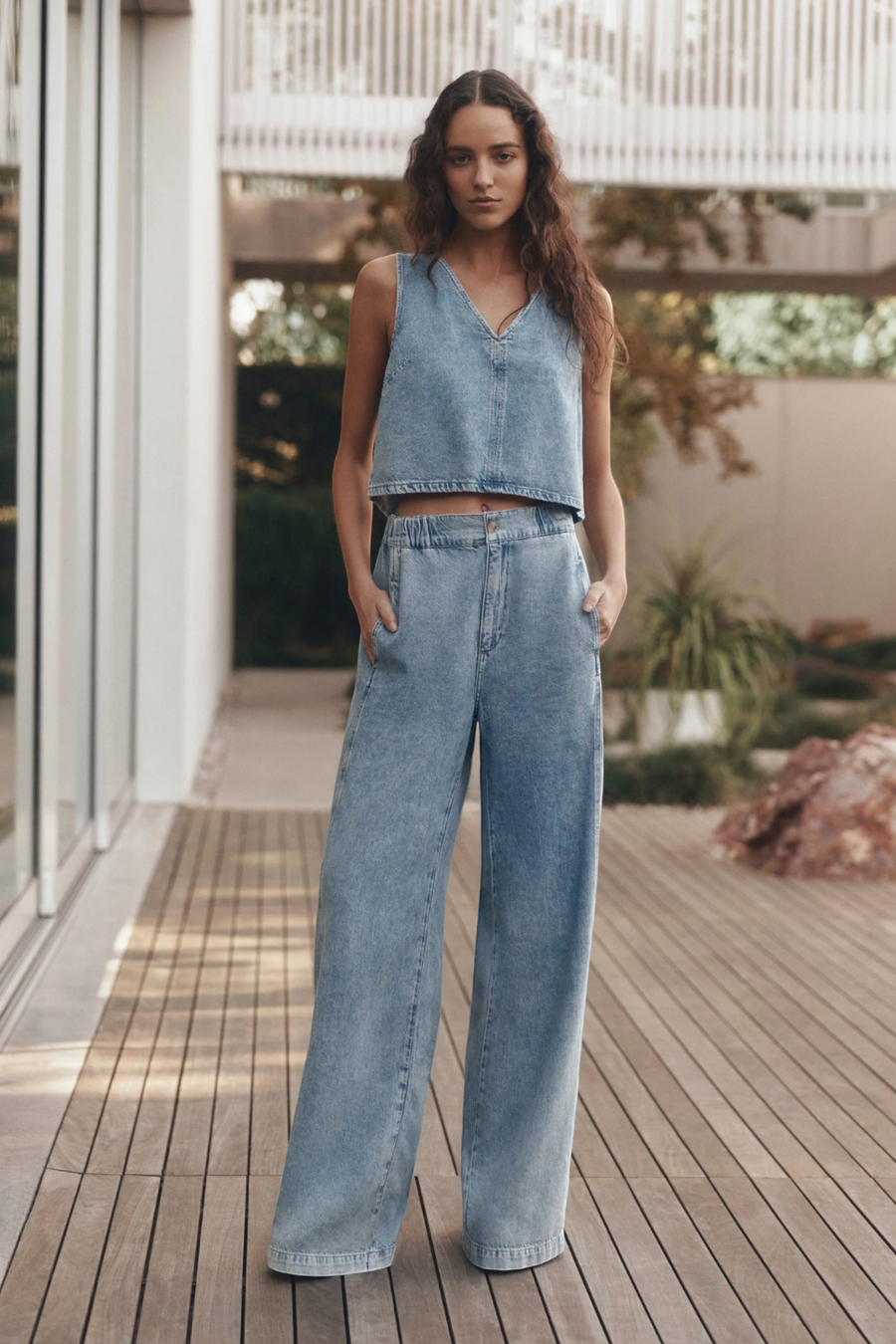Paige Rumi Wide Leg Denim Pant in Revolution