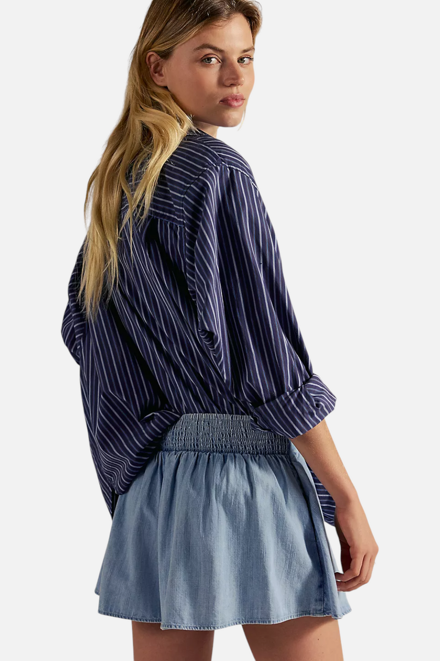 Free People Women's Paradise Found Denim Skort in Capri Blue