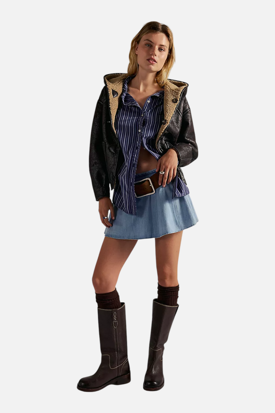 Free People Women's Paradise Found Denim Skort in Capri Blue