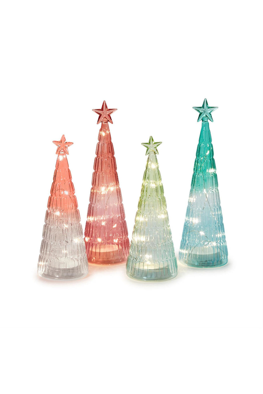 Pastel Ombre Holiday Trees with Light Up Function - Set of 4