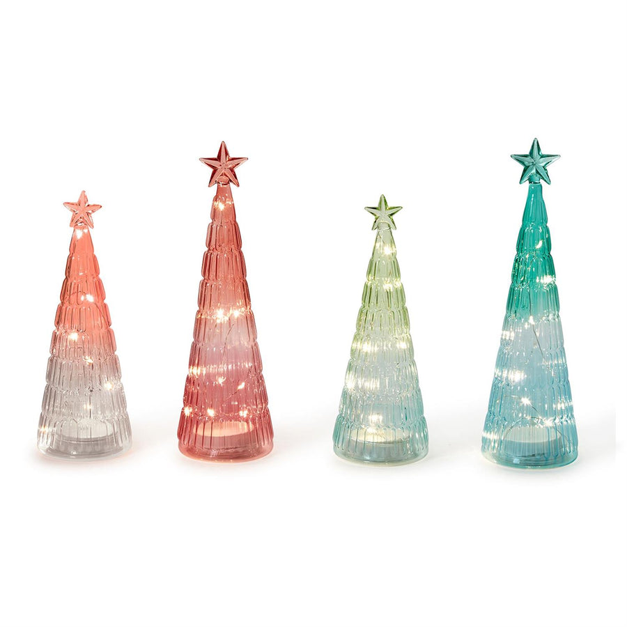 Pastel Ombre Holiday Trees with Light Up Function - Set of 4