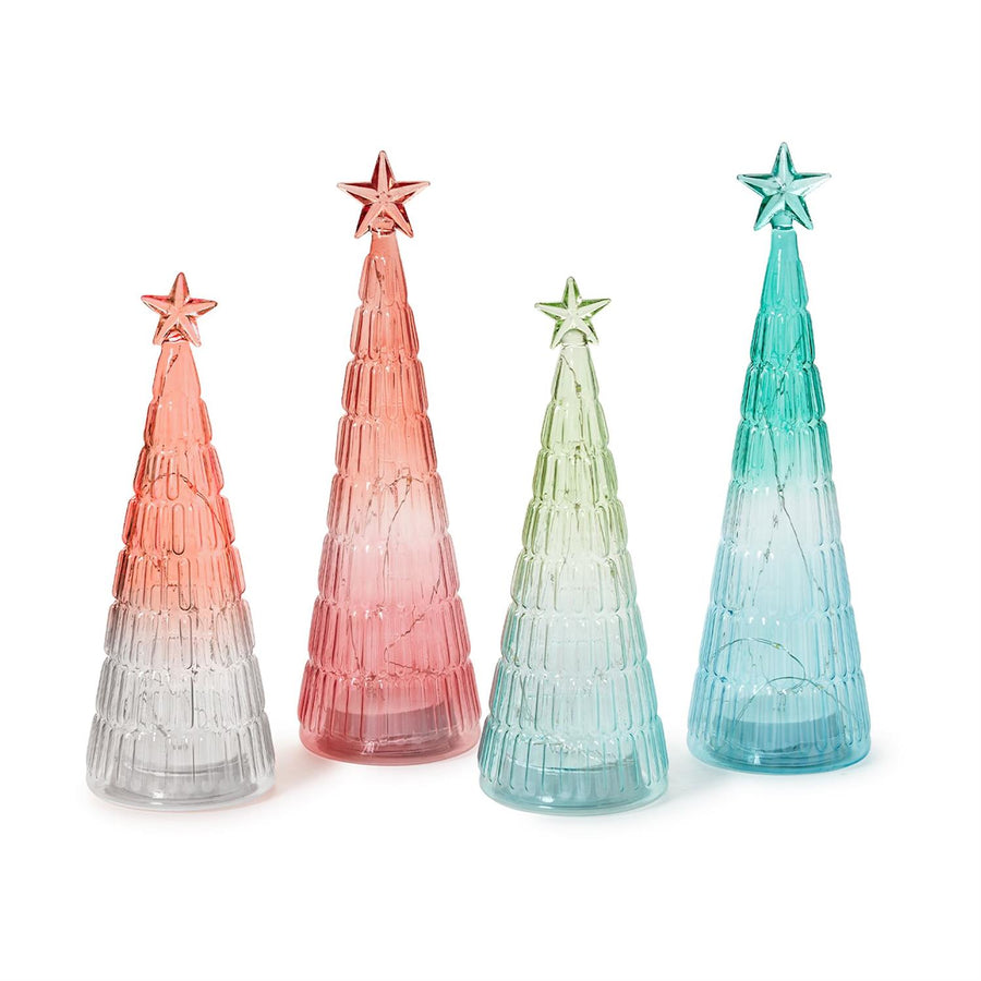 Pastel Ombre Holiday Trees with Light Up Function - Set of 4