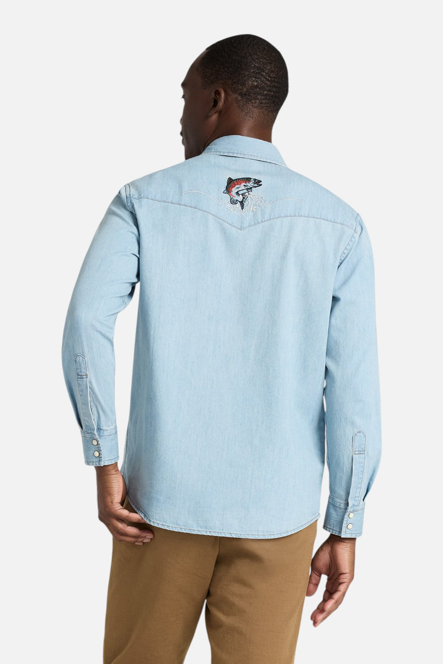 Pendleton Salmon Embroidered Denim Gambler Shirt