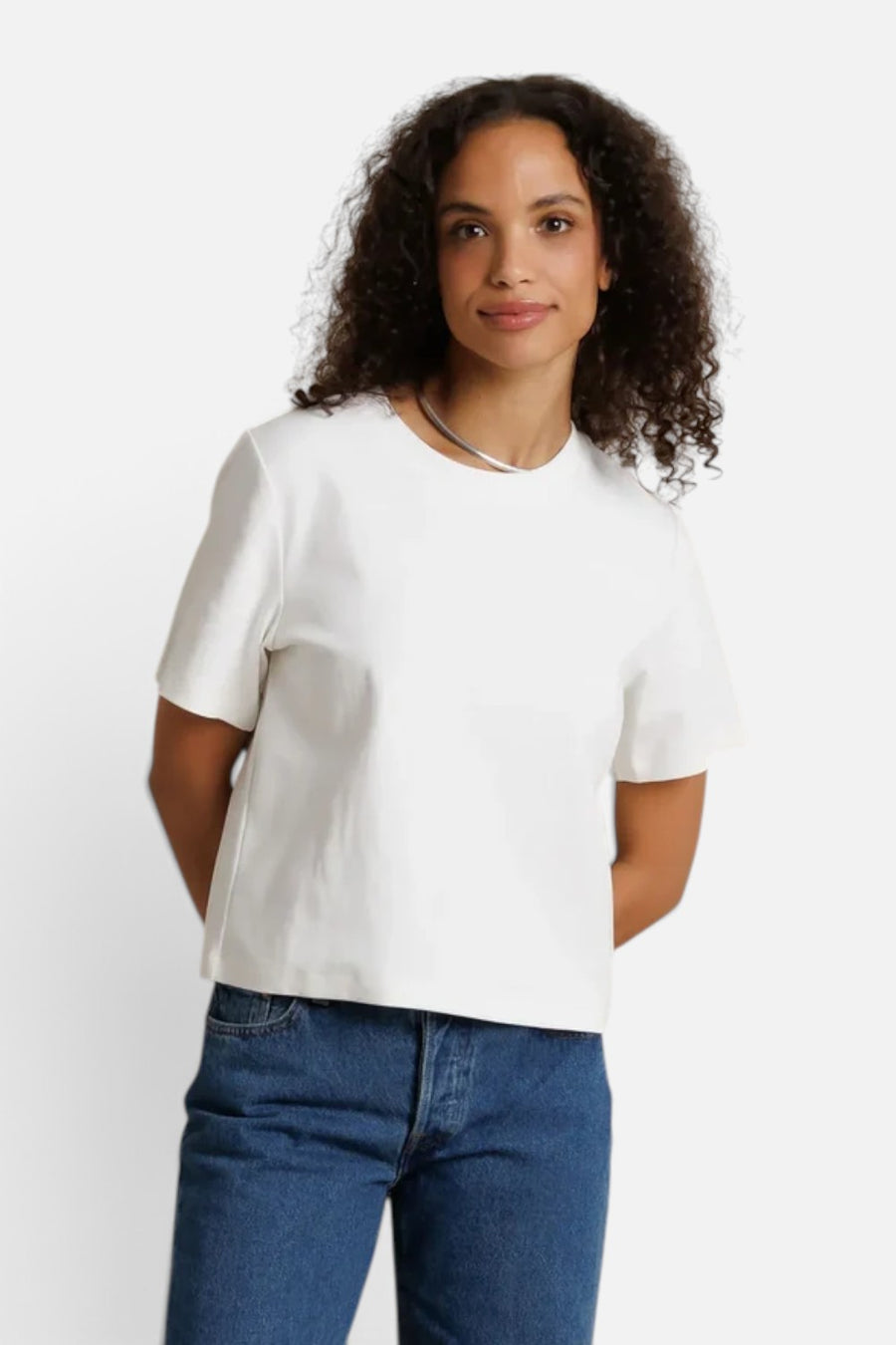 Perfect White Tee Atlas crewneck tee in white, front view.