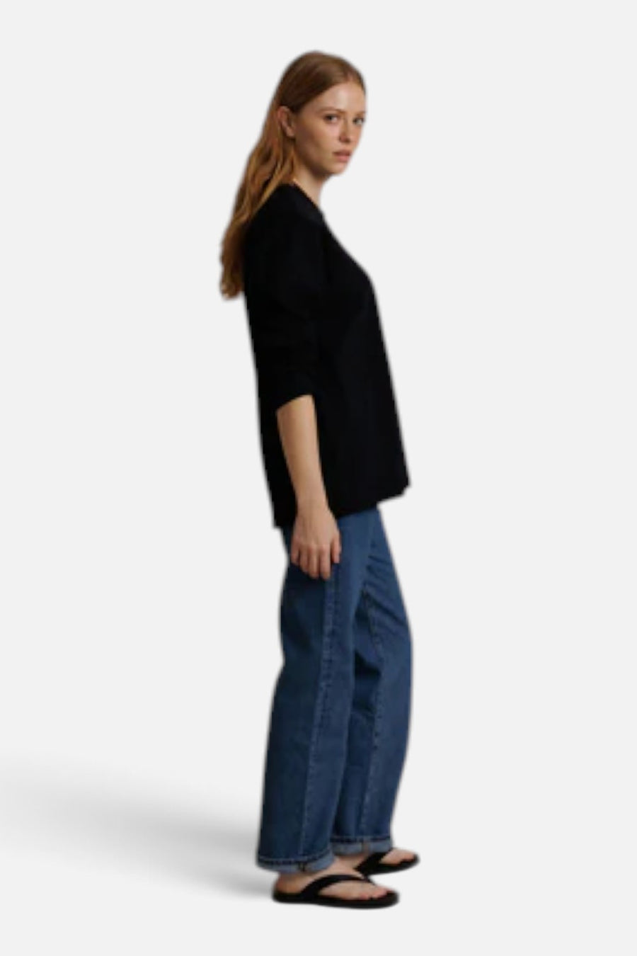 Perfect White Tee Claire Oversized Long Sleeve Tee in True Black
