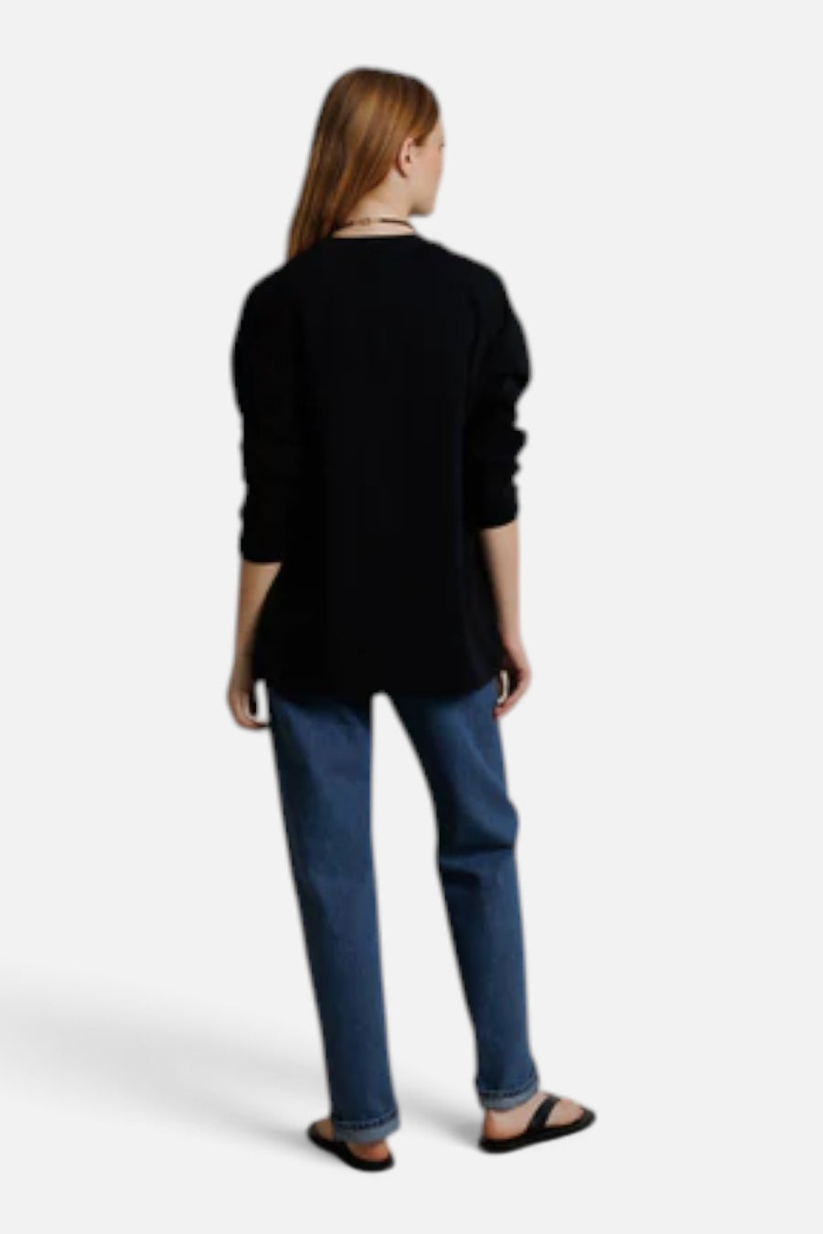 Perfect White Tee Claire Oversized Long Sleeve Tee in True Black