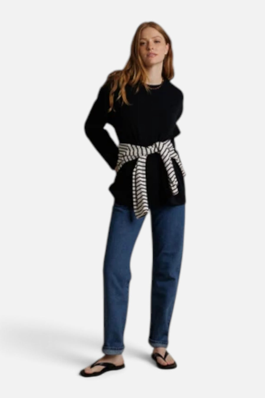 Perfect White Tee Claire Oversized Long Sleeve Tee in True Black