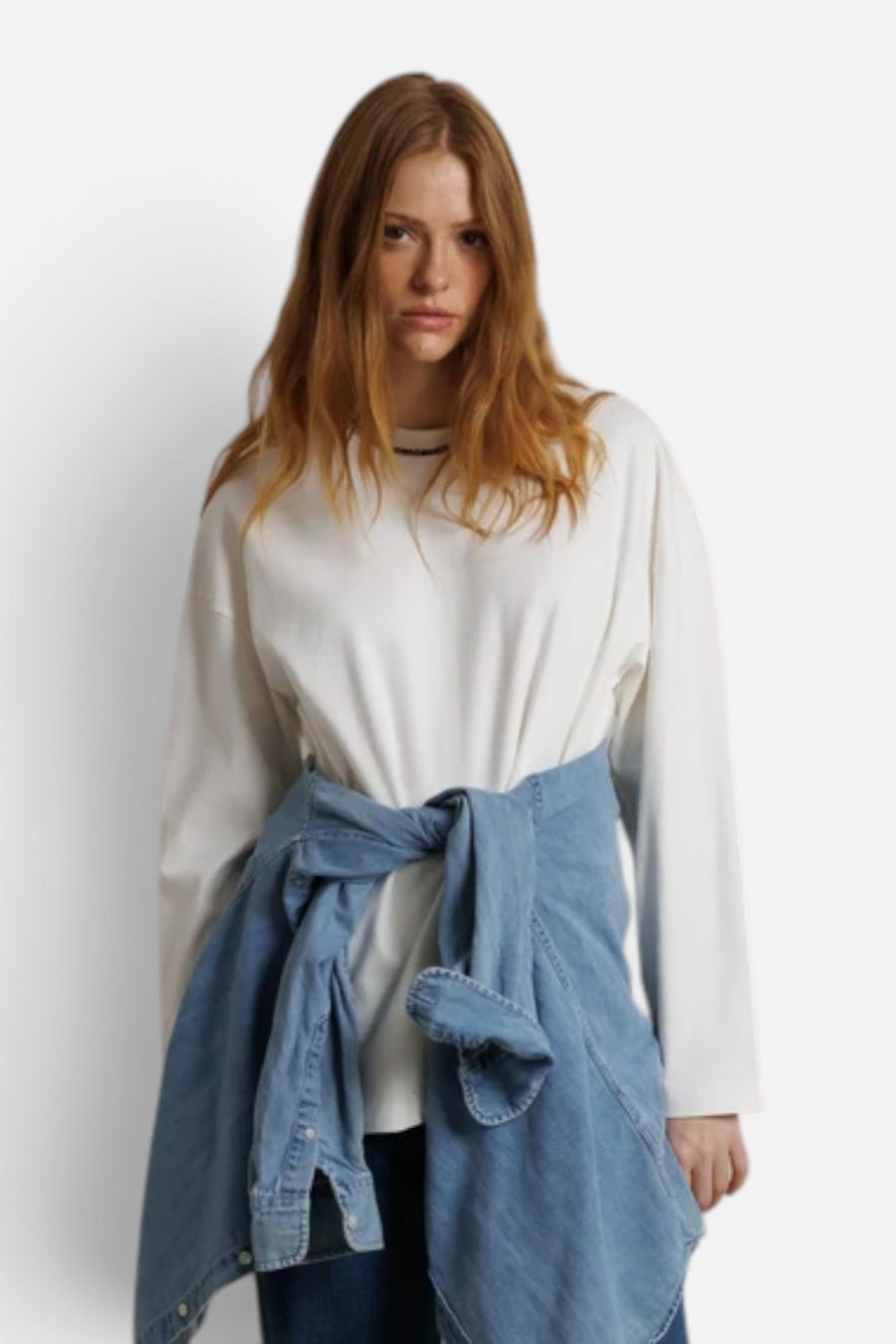 Perfect White Tee Claire Oversized Long Sleeve Tee in White