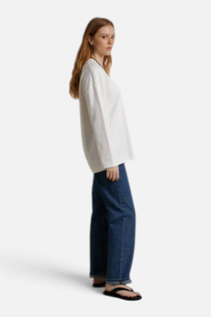 Perfect White Tee Claire Oversized Long Sleeve Tee in White