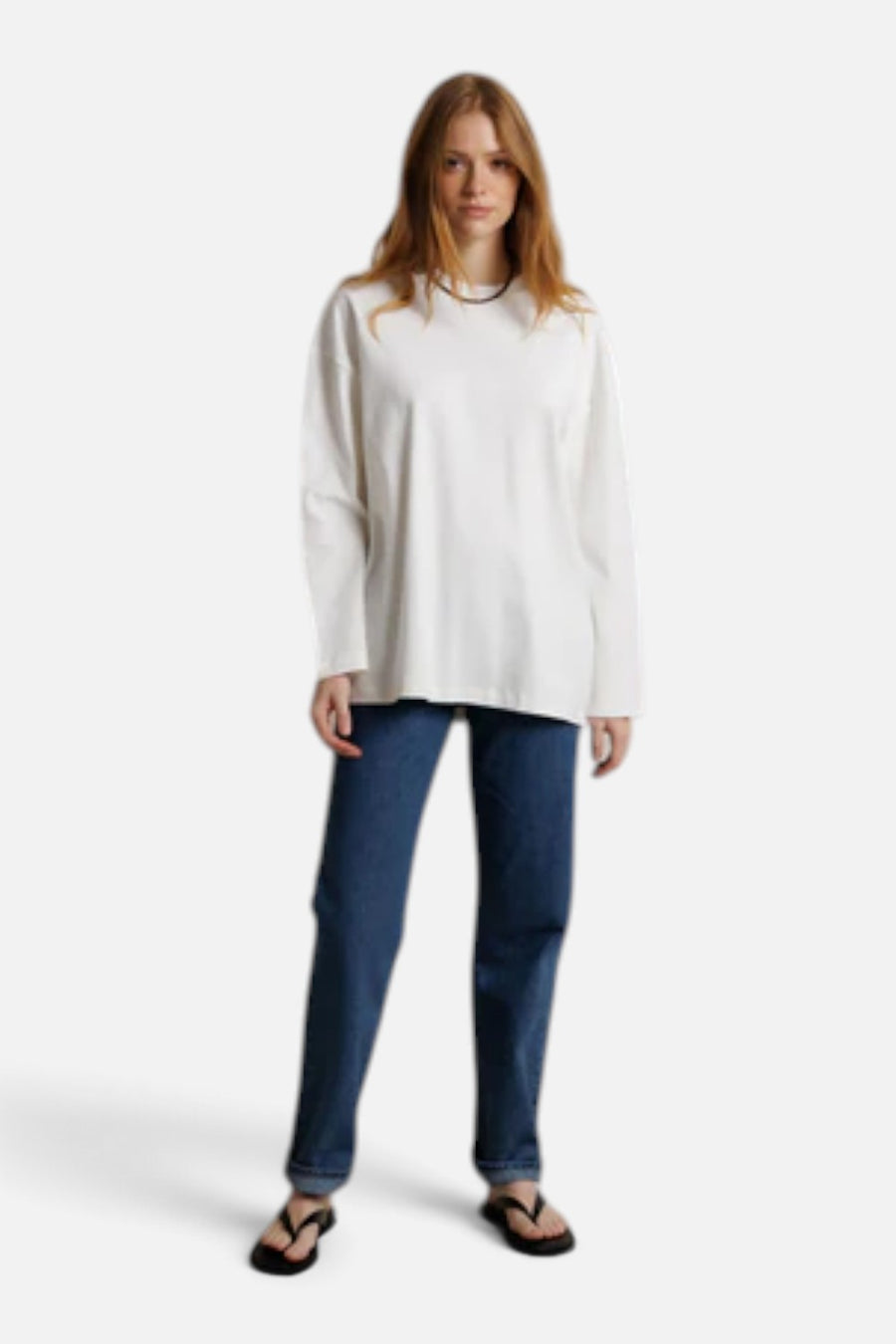 Perfect White Tee Claire Oversized Long Sleeve Tee in White