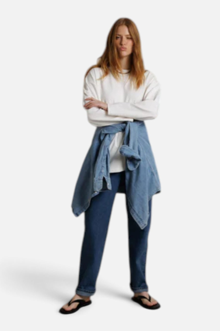 Perfect White Tee Claire Oversized Long Sleeve Tee in White