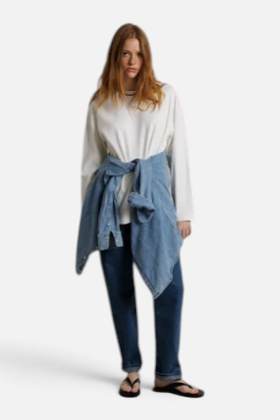 Perfect White Tee Claire Oversized Long Sleeve Tee in White