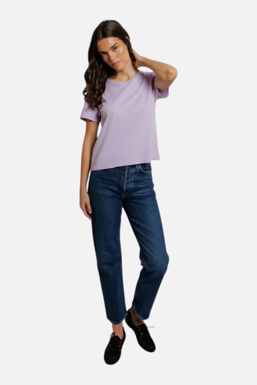 Perfect White Tee Harley Boxy Crew Neck Tee in Ultraviolet Purple