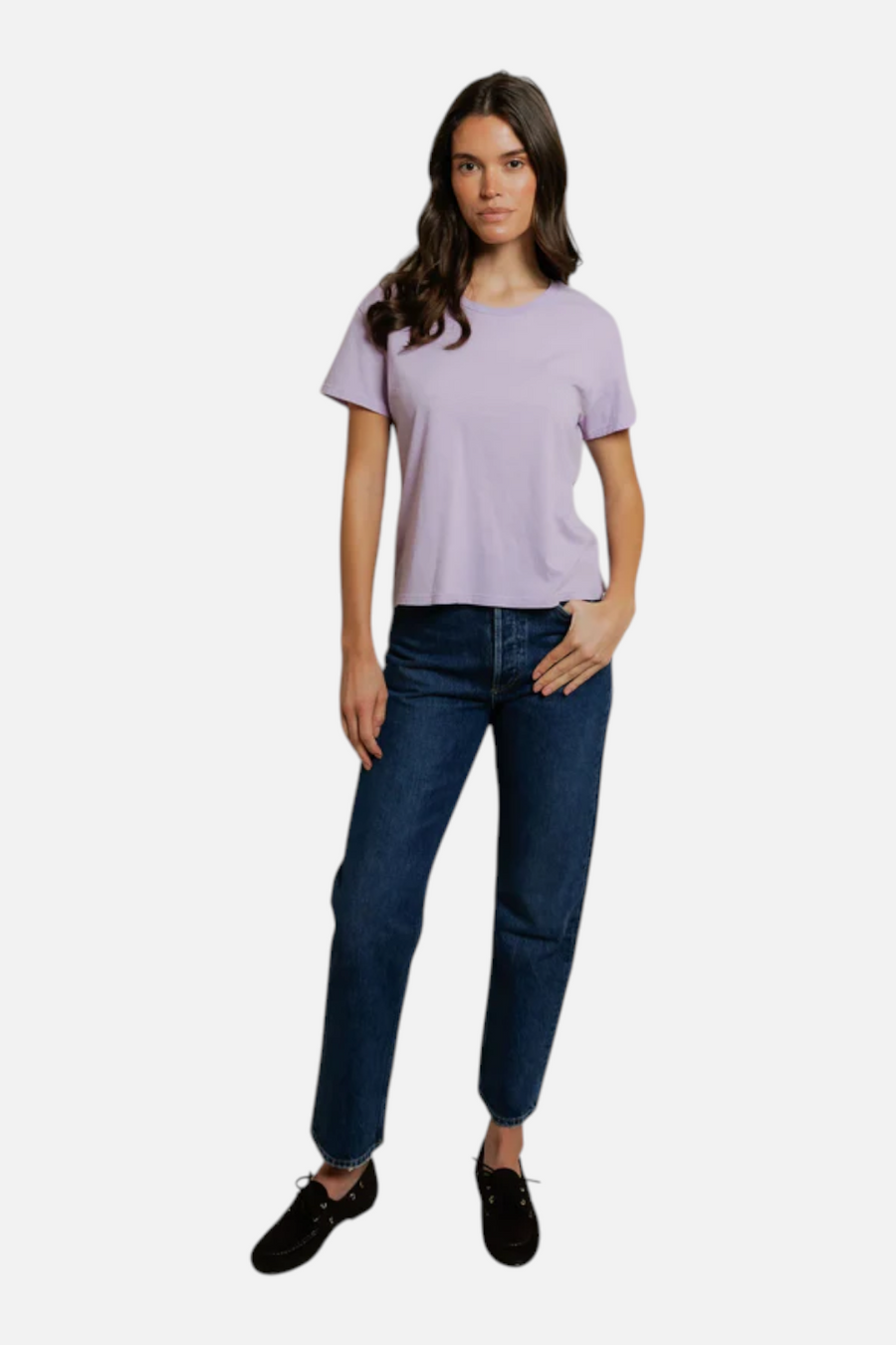 Perfect White Tee Harley Boxy Crew Neck Tee in Ultraviolet Purple