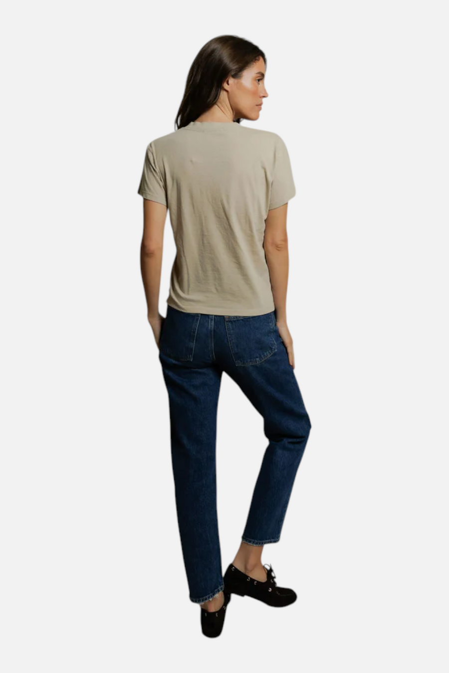 Perfect White Tee Hendrix Boxy V-Neck Tee in Driftwood
