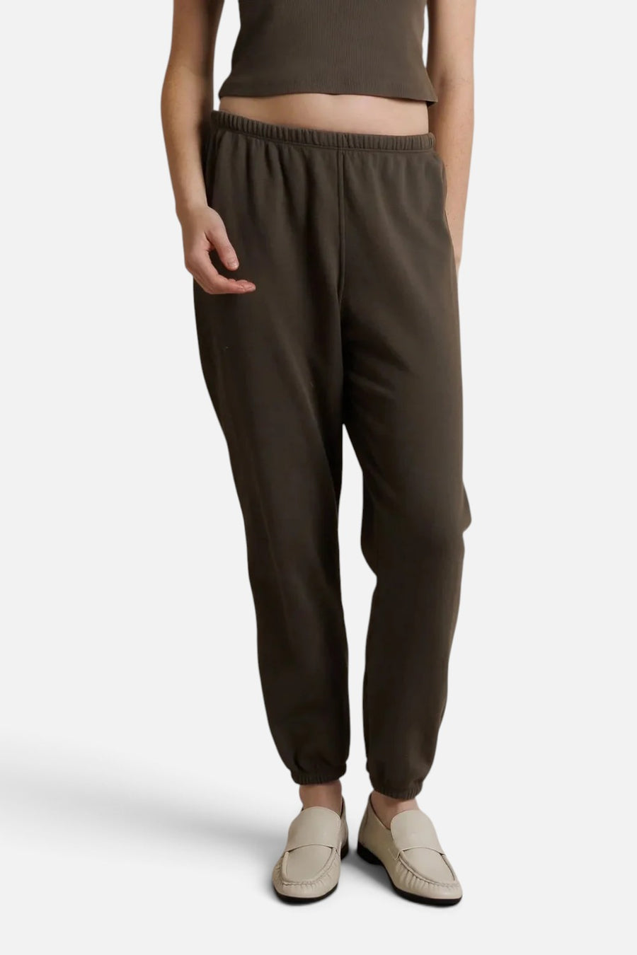 Perfect White Tee Johnny Speckled Sweatpants in Dark Olive