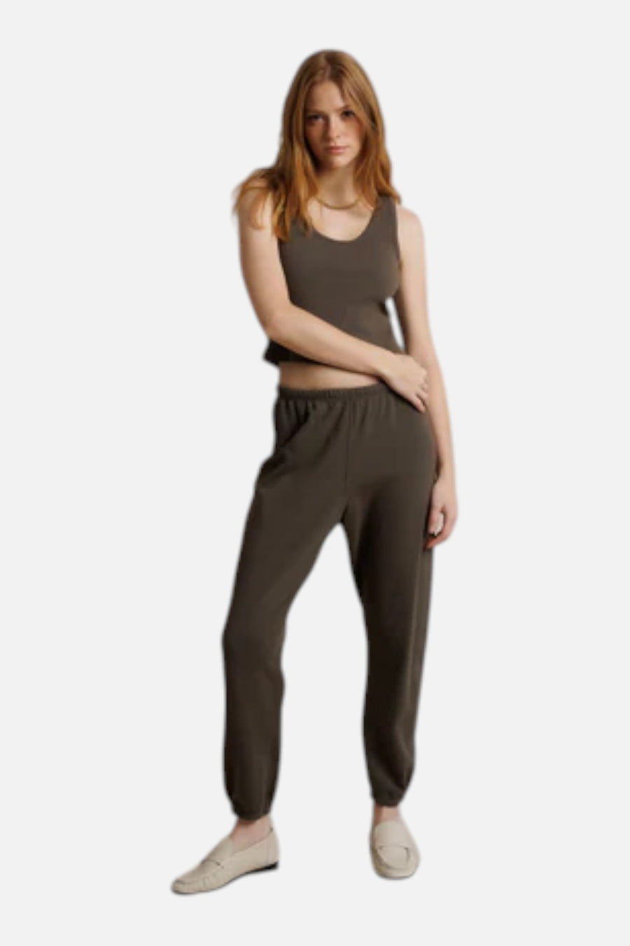 Perfect White Tee Johnny Speckled Sweatpants in Dark Olive