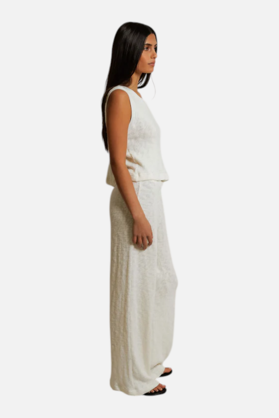 Perfect White Tee Kala Beach Summer Mesh Crop Tank in Natural