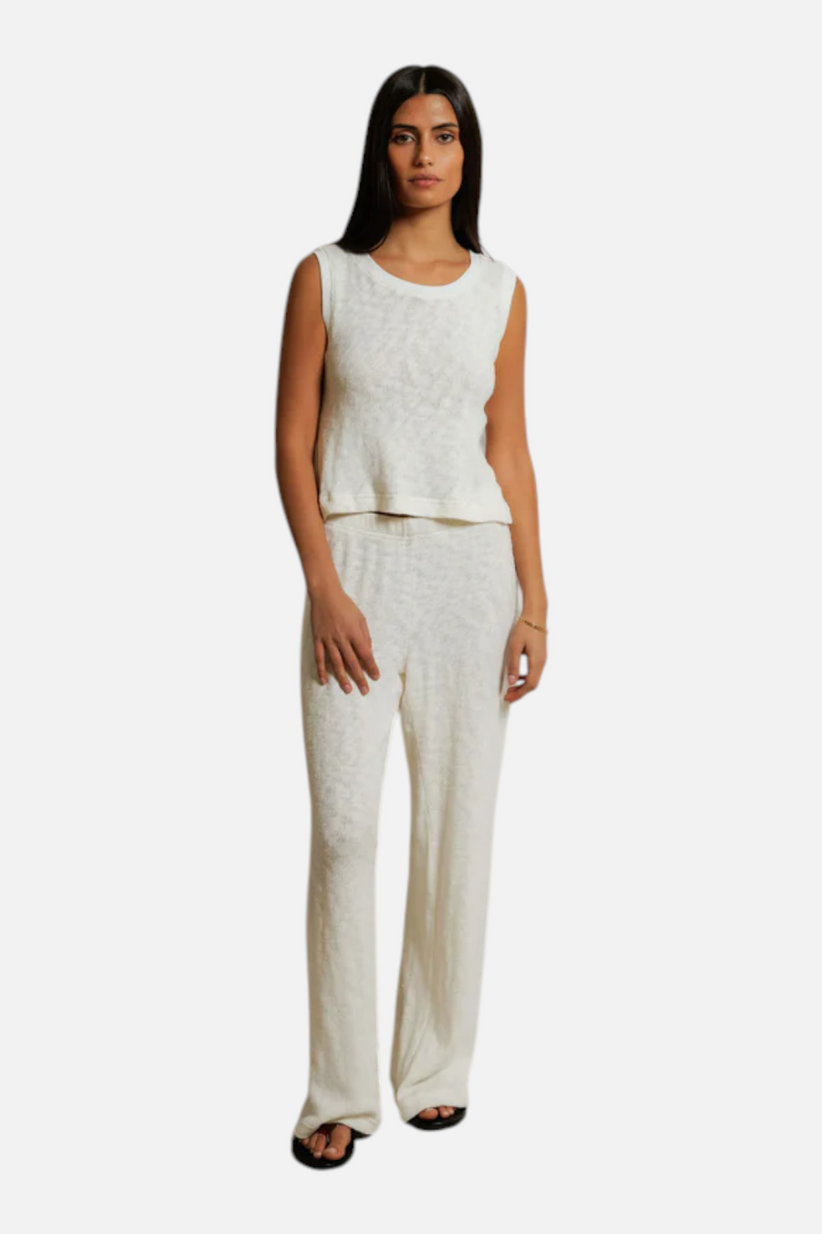 Perfect White Tee Kala Beach Summer Mesh Crop Tank in Natural