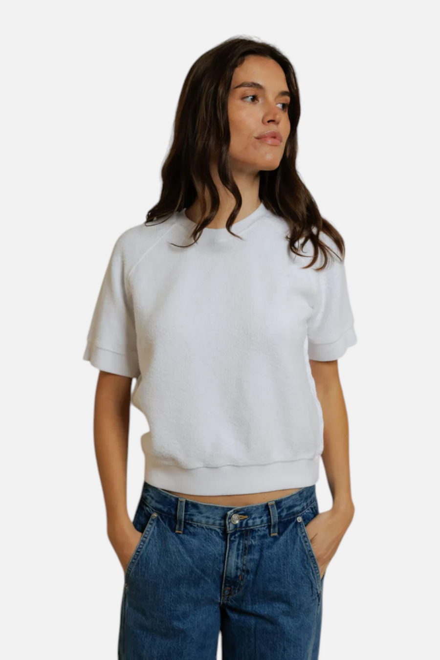 Perfect White Tee Kennedy Reverse Fleece Sweatshirt in White