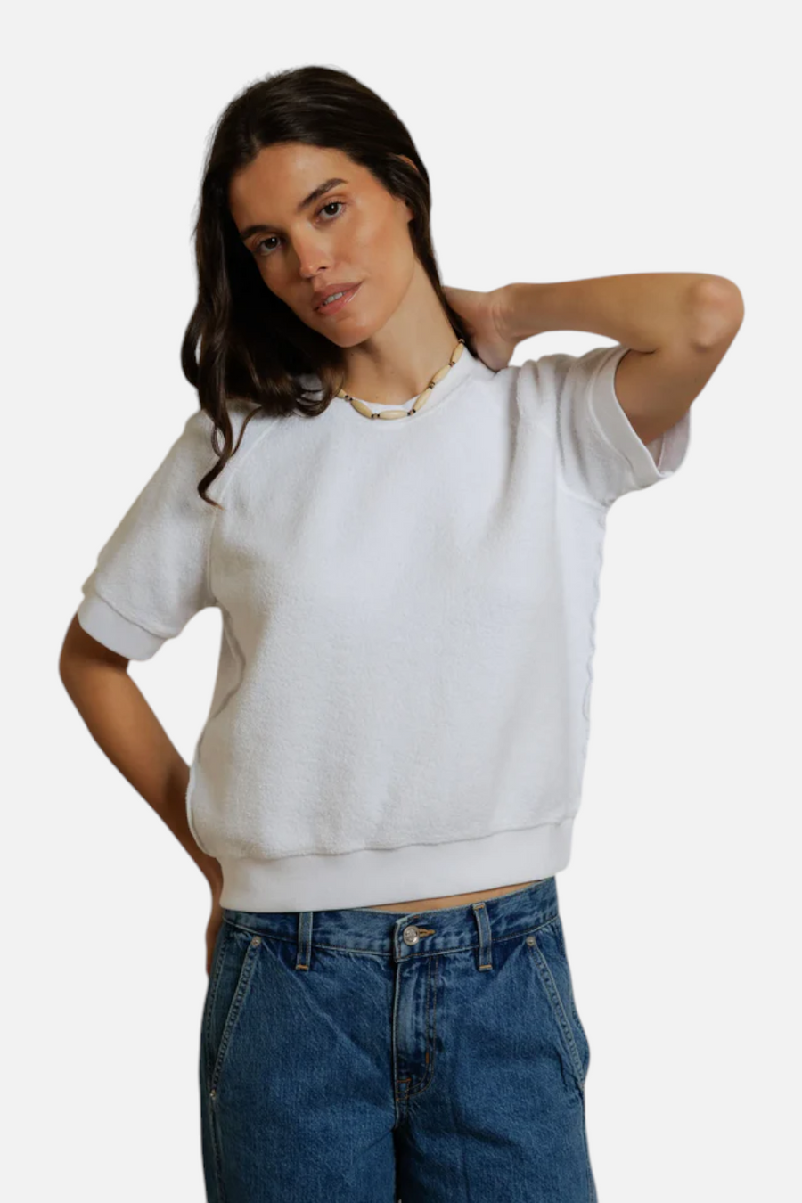 Perfect White Tee Kennedy Reverse Fleece Sweatshirt in White