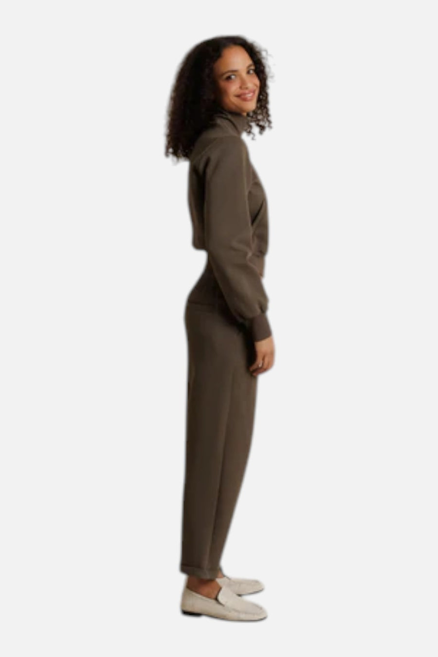 Perfect White Tee Milana Travel Track Jacket in Dark Olive