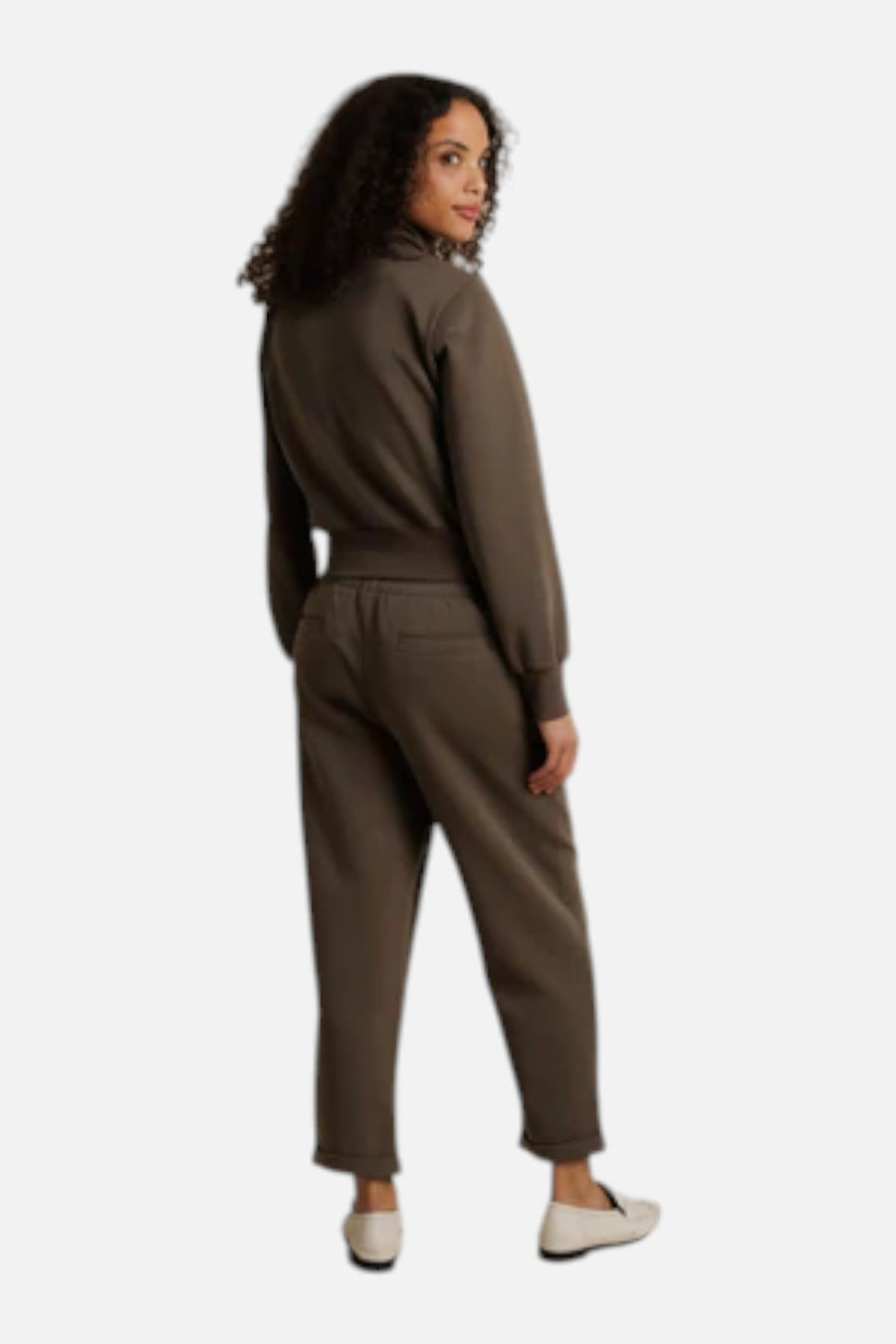 Perfect White Tee Milana Travel Track Jacket in Dark Olive