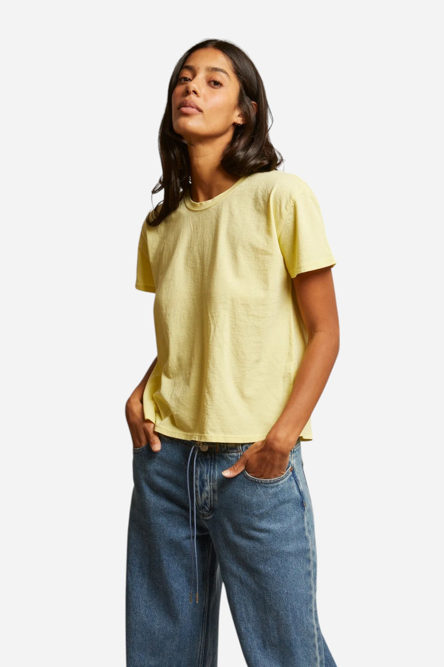 Perfect White Tee Harley Boxy Crew Tee in Banana