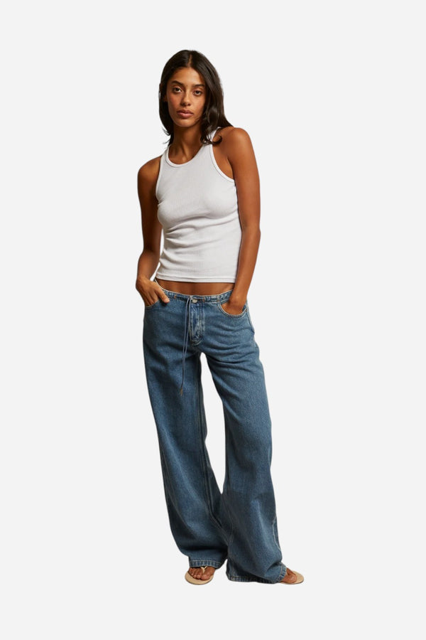 Perfect White Tee Kravitz Fine Rib High Neck Tank in White