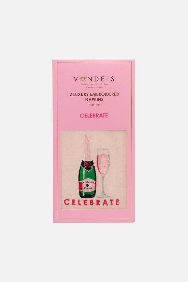 Pink Celebrate Embroidered Napkins Set of 2
