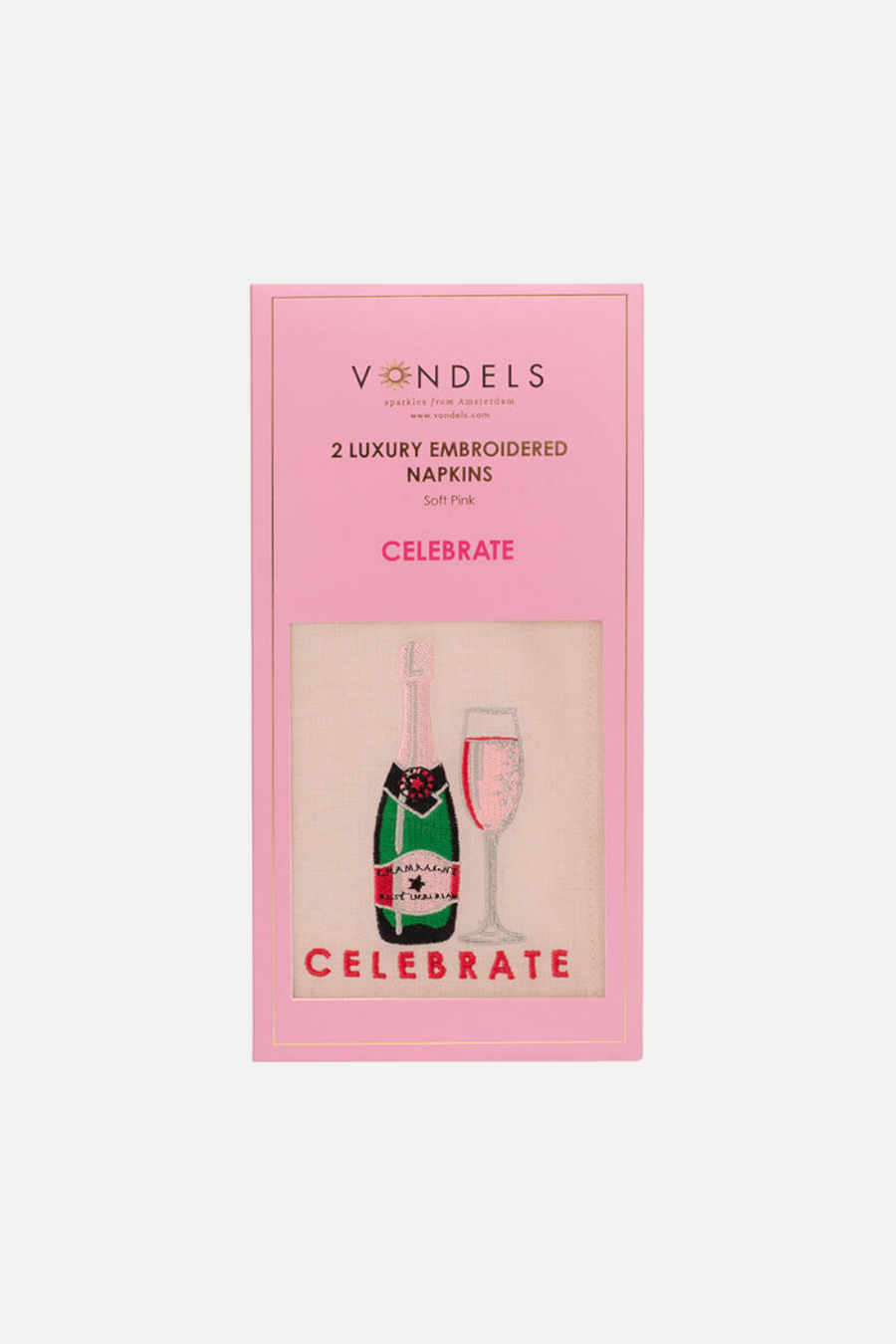 Pink Celebrate Embroidered Napkins Set of 2