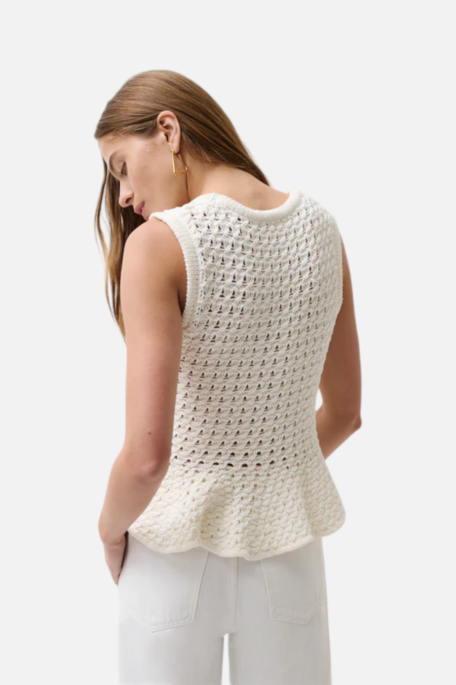 Pistola Anna Peplum Sweater Tank in White