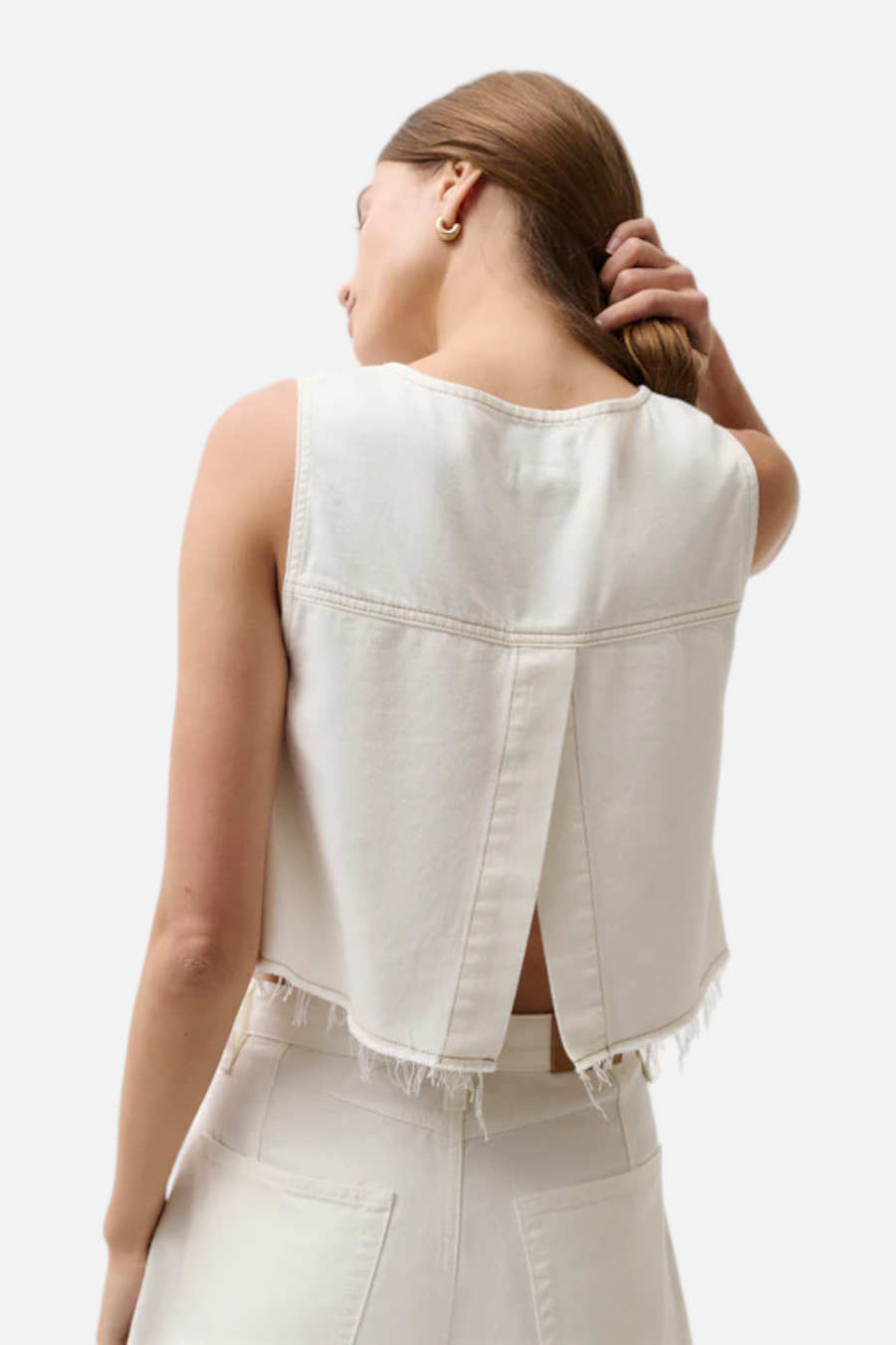 Pistola Rue Crop Pop Over Swing Top in Off White