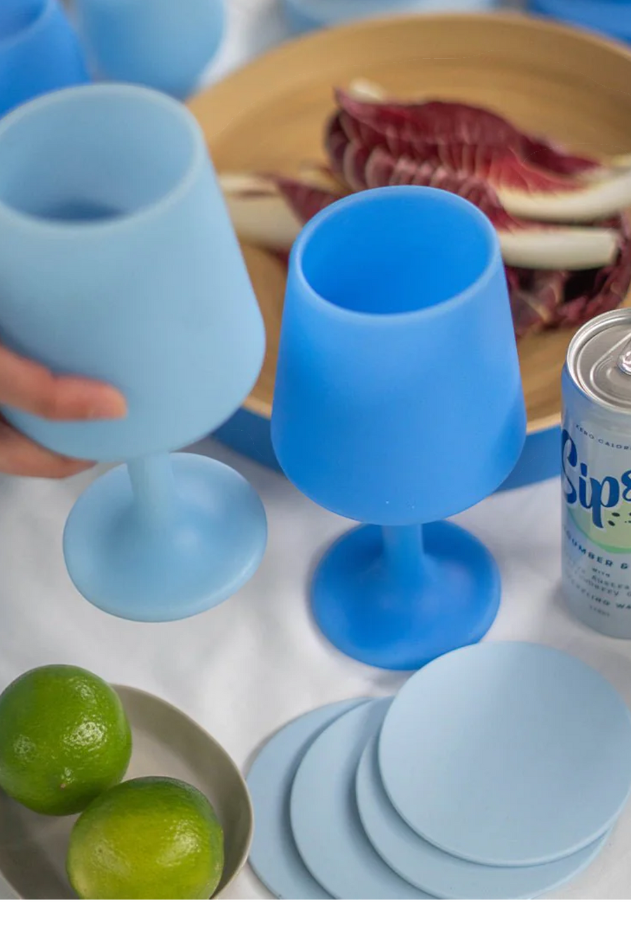 Porter Green Unbreakable Wine Glass Set in Swepp Sky + Kingfisher