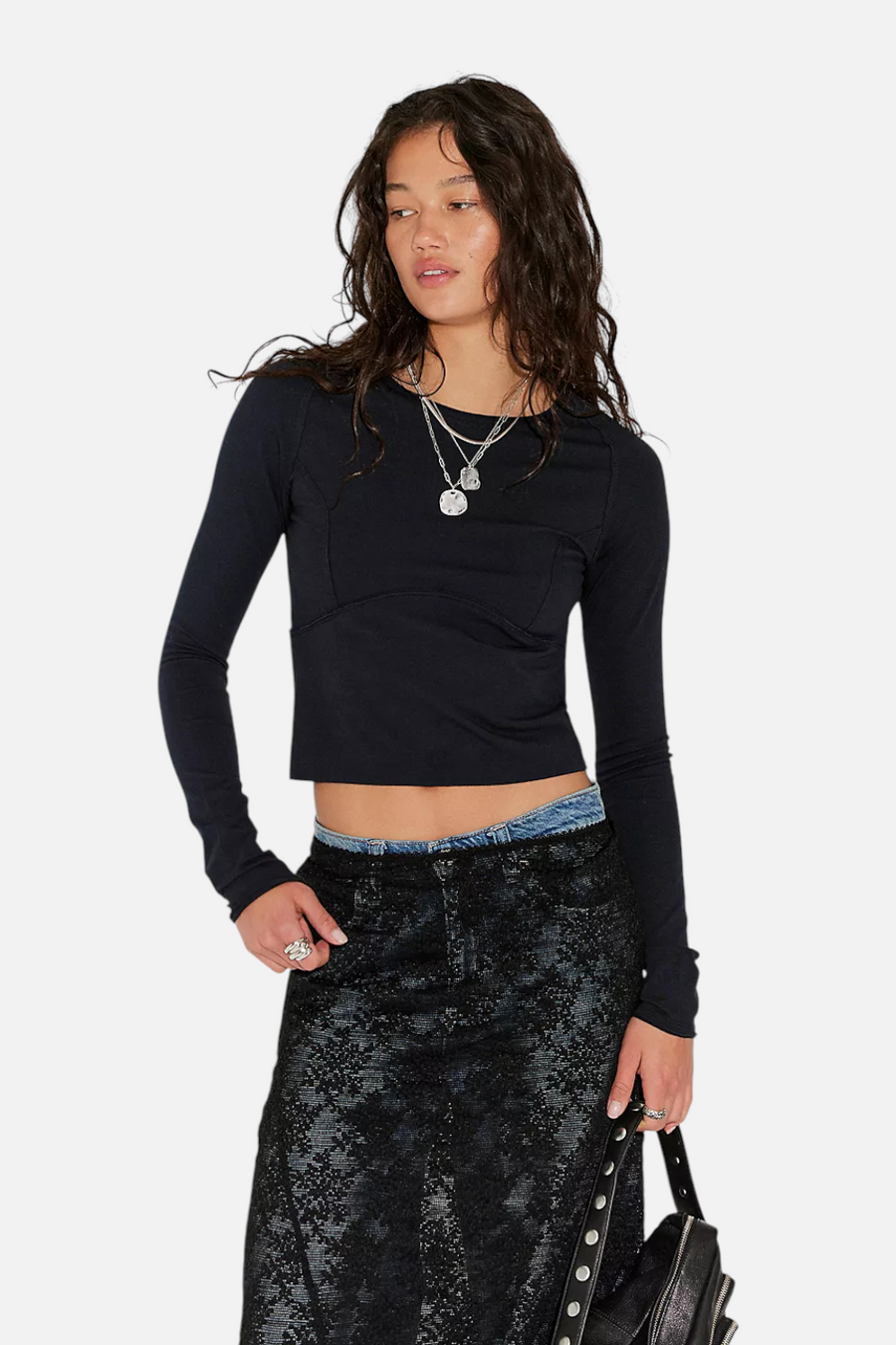 Free People Protagonist Long Sleeve in Black