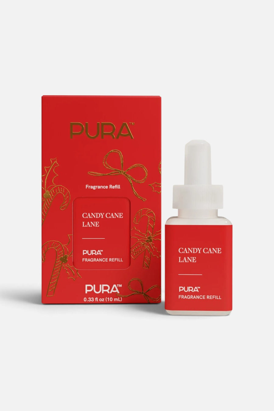Pura Candy Cane Lane smart diffuser refill vial for Pura Home diffusers.