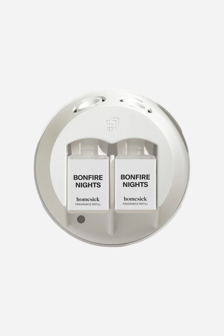 Homesick 'Bonfire Nights' diffuser with two bottles inside on a white background