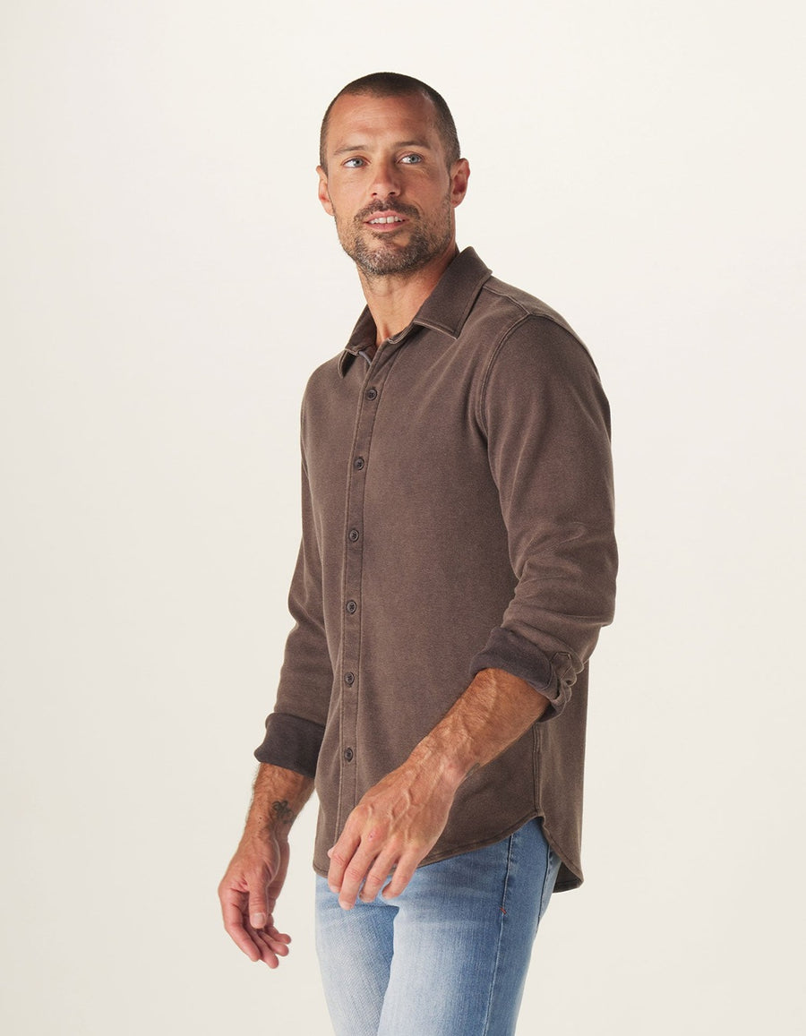 The Normal Brand Puremeso Acid Wash Button Up Shirt in Charcoal