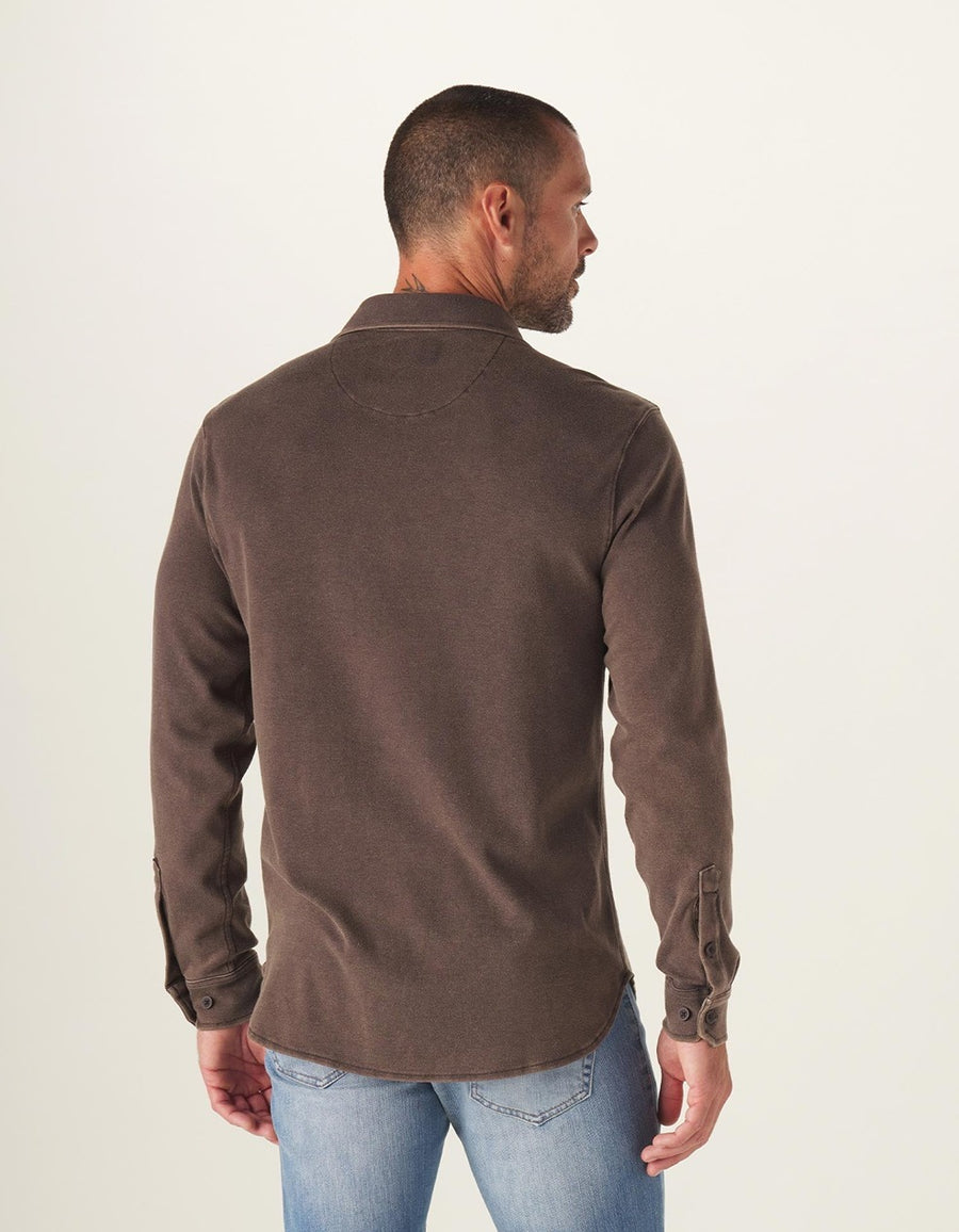 The Normal Brand Puremeso Acid Wash Button Up Shirt in Charcoal