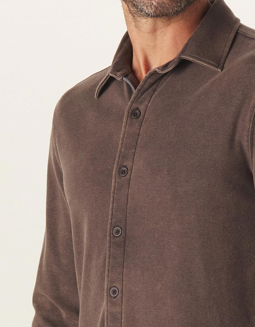 The Normal Brand Puremeso Acid Wash Button Up Shirt in Charcoal