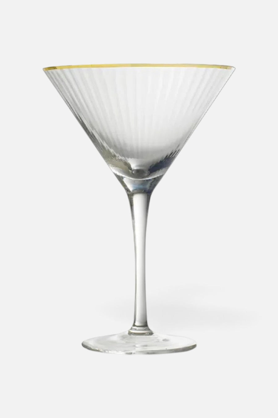 Qualia Gold Rocher martini glasses with gold-tone rims, set of four.
