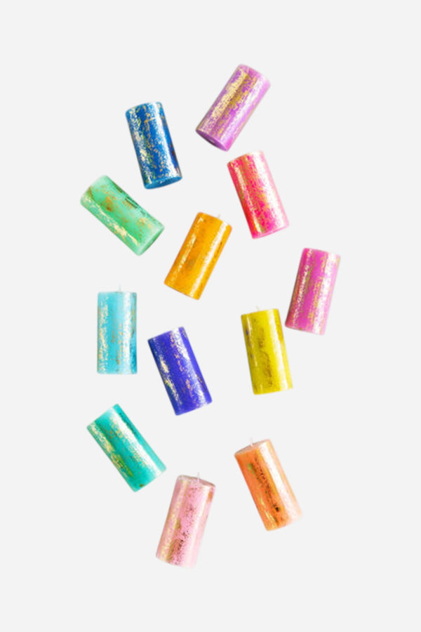 Rainbow Pillar Candle 6'' - Yellow