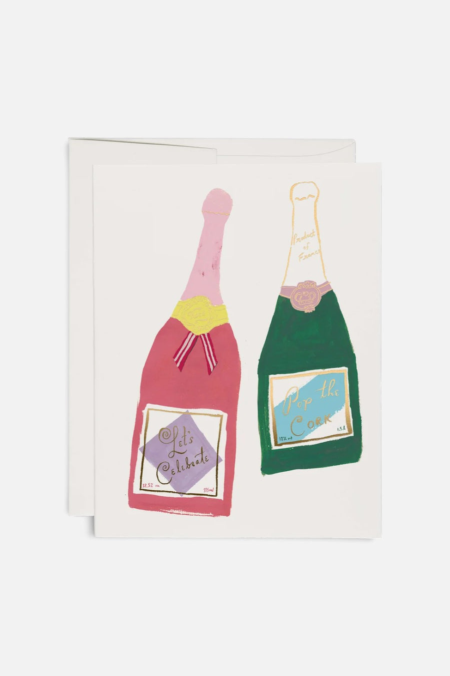 Red Cap Cards Champagne Congratulations greeting card, front.