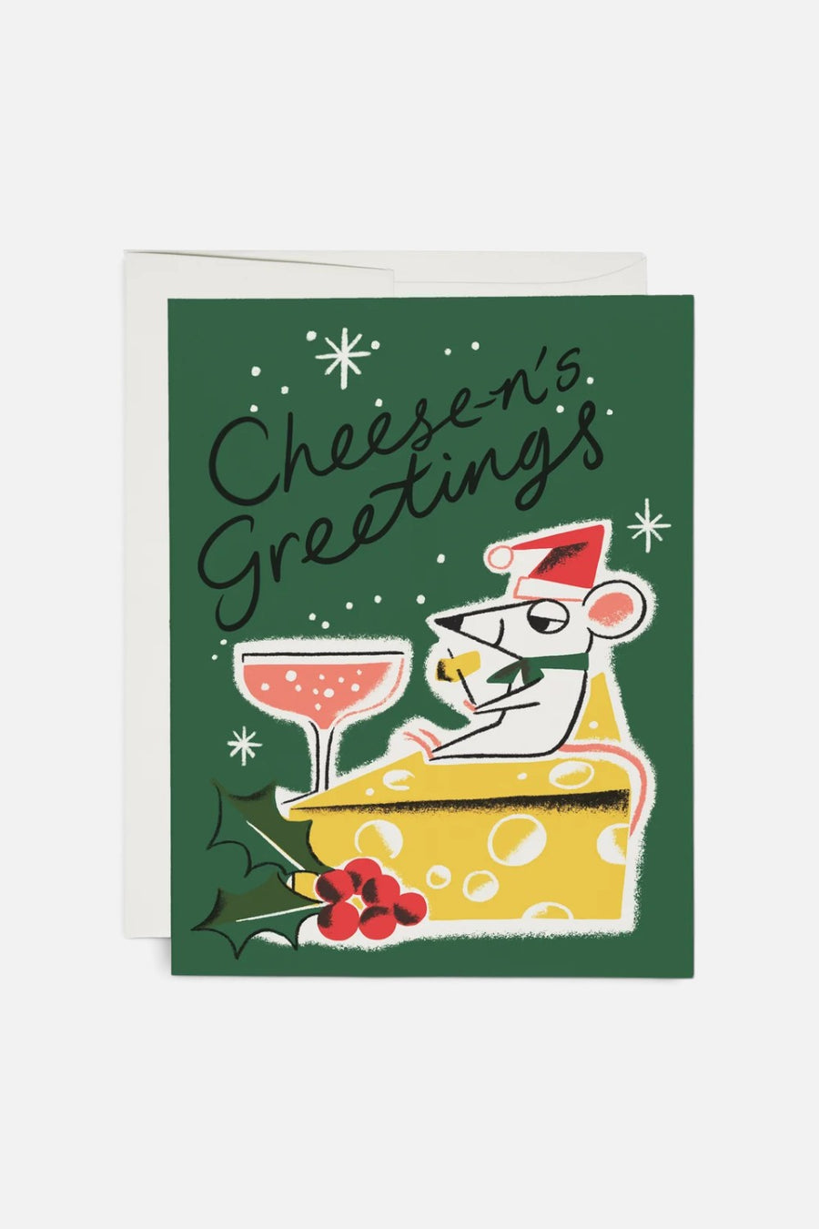 Red Cap Cards Cheese-N's Greetings card, front.