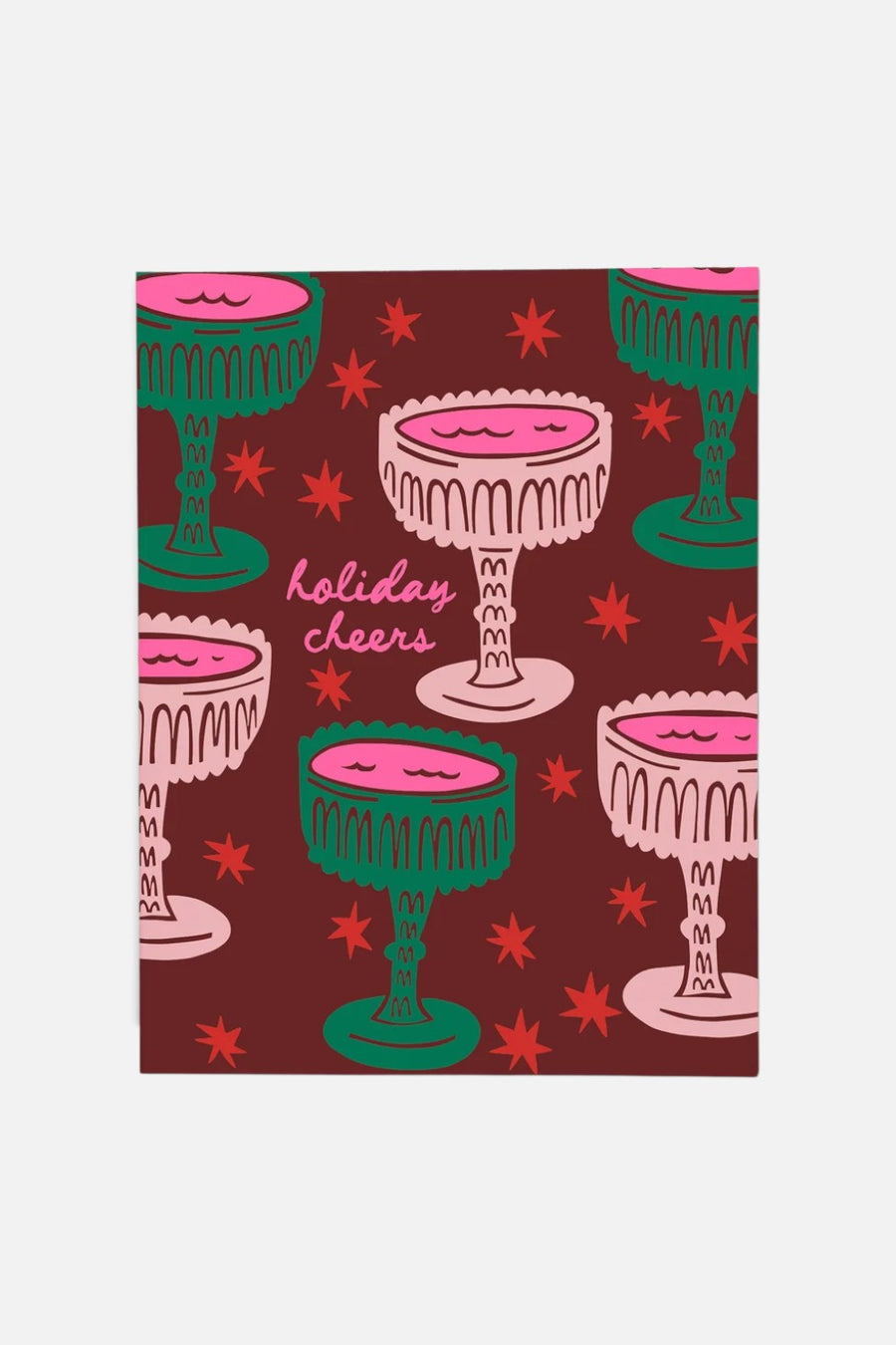 Red Cap Cards Crystal Cheers greeting card, front.