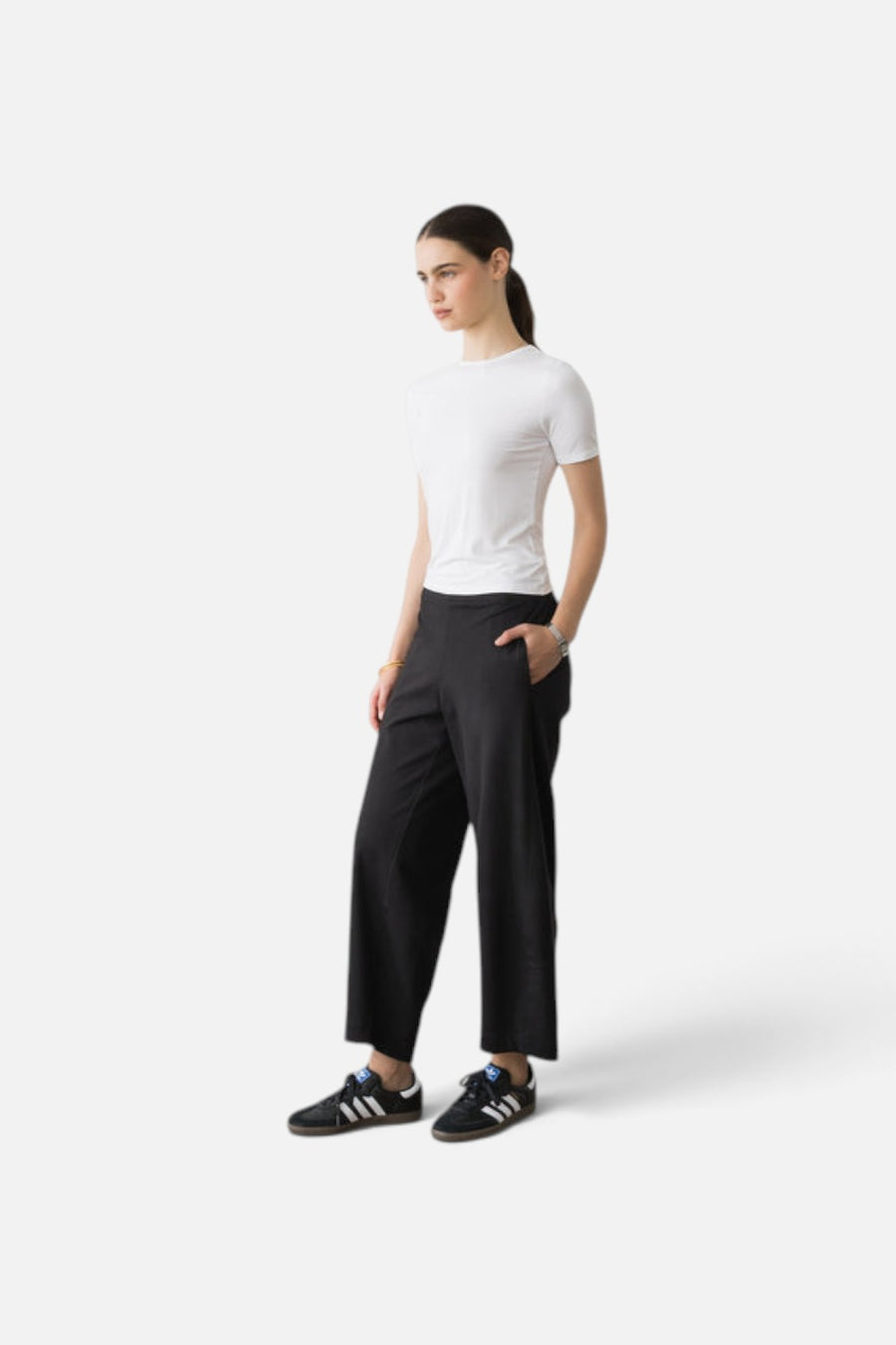Ripley Rader Ponte Knit Barrel Pant in black, alternate view 2