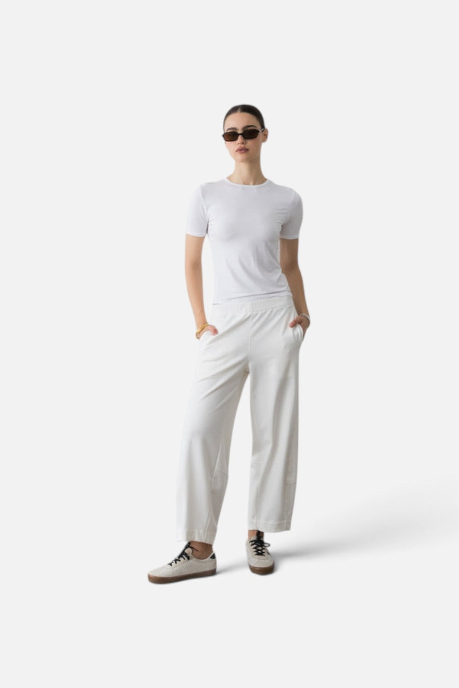 Ripley Rader Ponte Knit Barrel Pant in off-white
