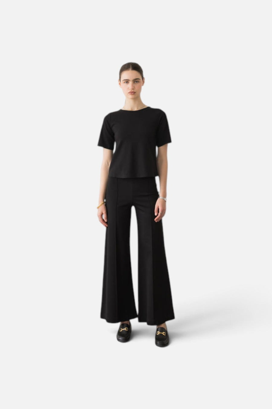 Ripley Rader Ponte Knit Standard Wide Leg Pant in black