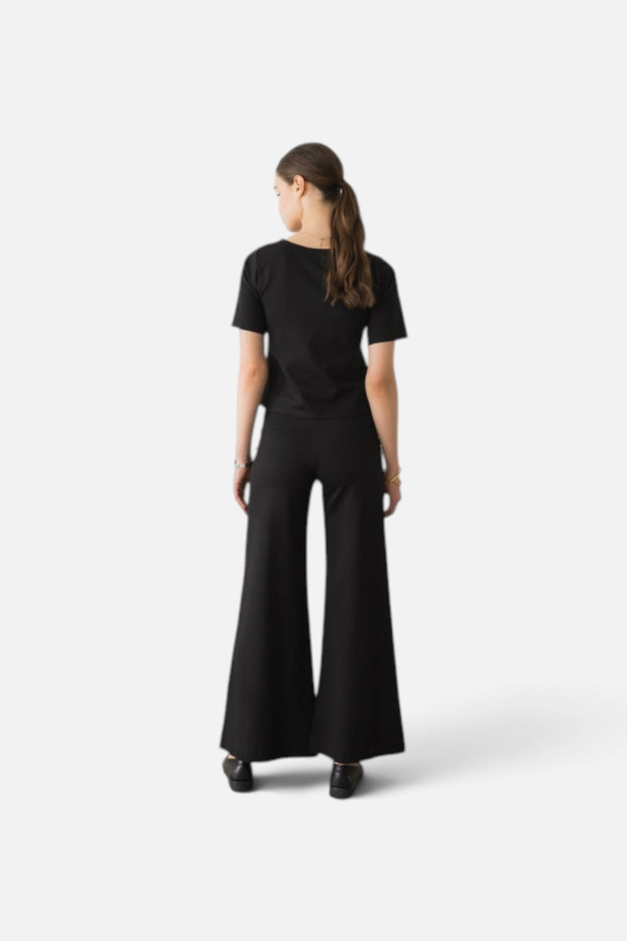 Ripley Rader Ponte Knit Standard Wide Leg Pant in black, alternate view 3