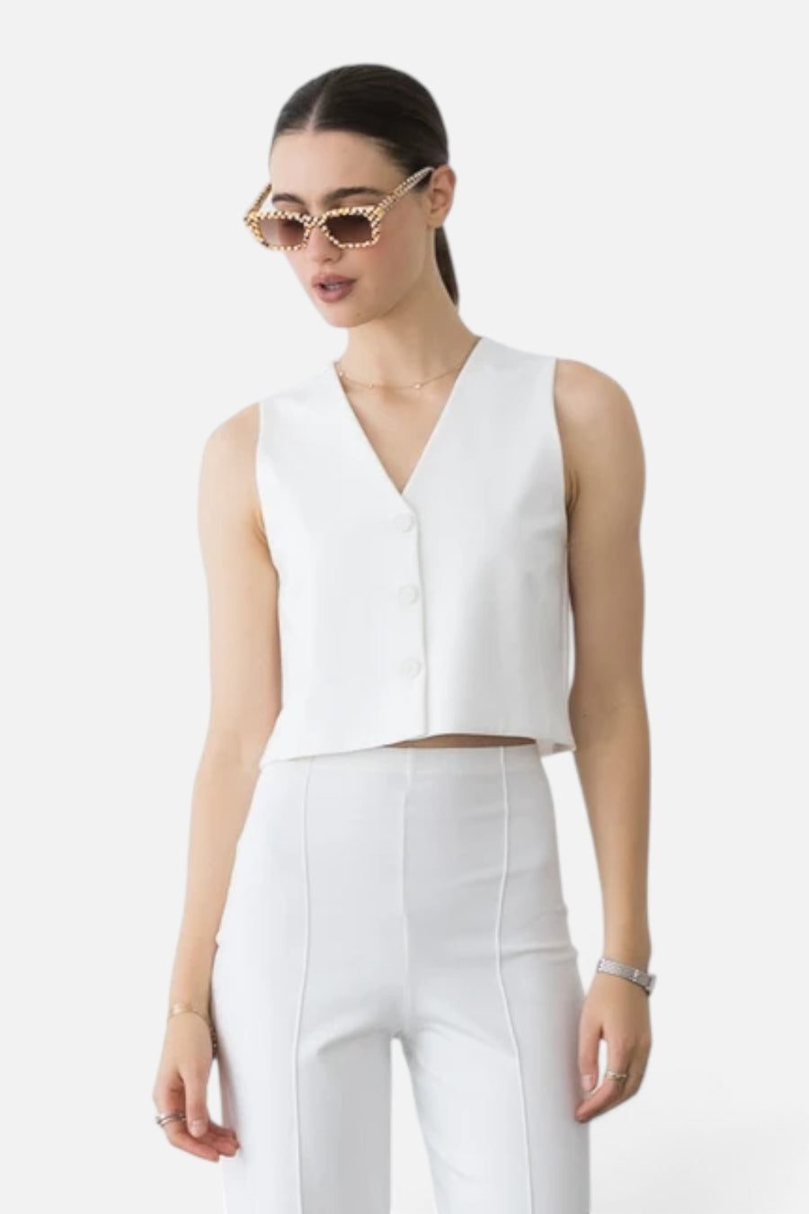 Ripley Rader Ponte Knit Vest in off-white